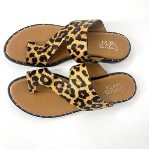 Ss 10-‎ Franco Sarto Ginny Leather Leopard Print Calf Hair Slide Sandal